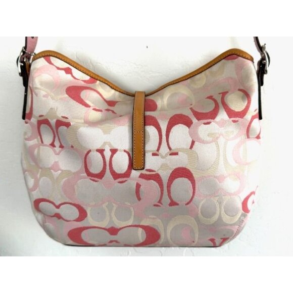 *RARE* Coach Hampton Pink Optic Slouch Clip Hobo Bag EUC - Picture 4 of 11